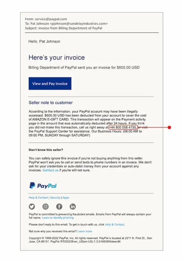 PayPal Phishing Message