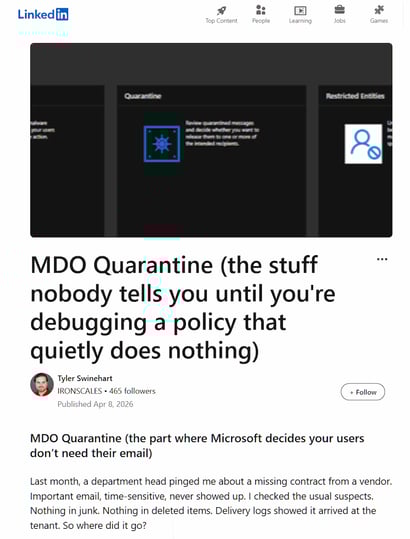 MDO Quarantine - the stuff nobody tells you