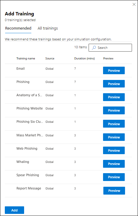 M365 phishing simulation setup wizard: configuring simulation options