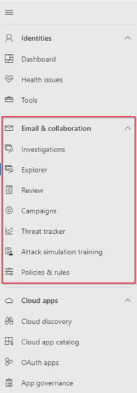 Microsoft Defender XDR section for MDO