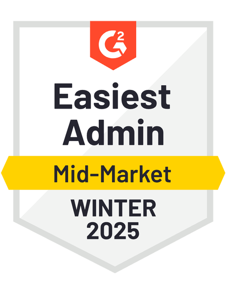G2 Easiest Admin Mid-Market Winter 2025 badge