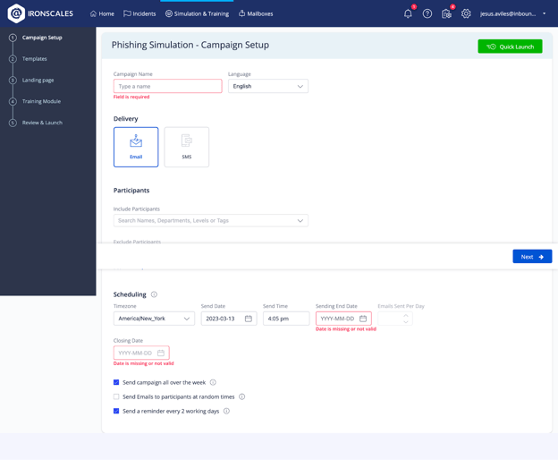 How to implement a phishing simulation campaign step one