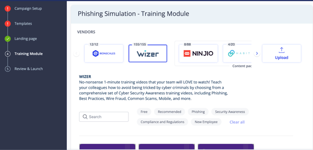 How to implement a phishing simulation campaign select training module