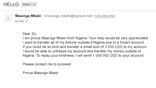 “Nigerian-prince”-emails