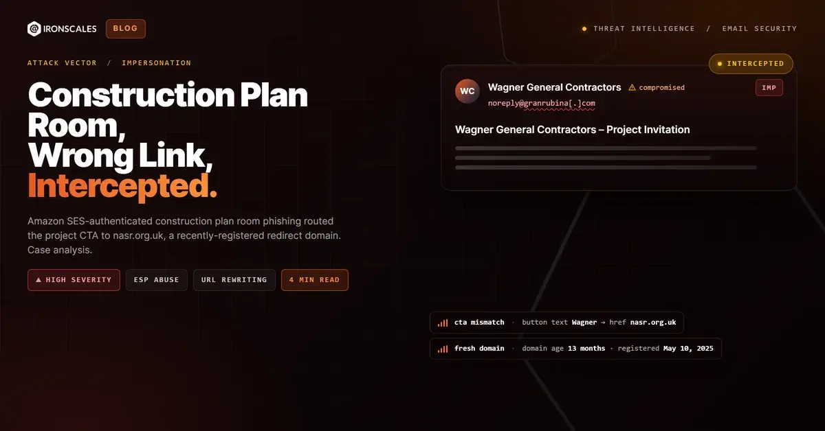 Construction Plan Room Impersonation: Amazon SES Authentication Passes While the CTA Routes to nasr.org.uk