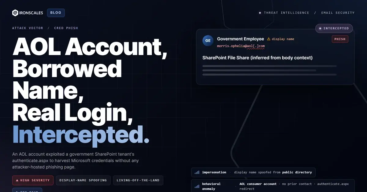 AOL Account, Government SharePoint, Fake Microsoft Login: A Credential Harvest in Three Steps