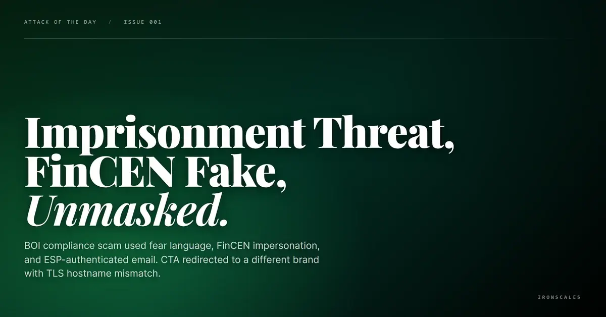 Imprisonment Threats, FinCEN Impersonation, and an Elastic Email Redirect to Somewhere Else