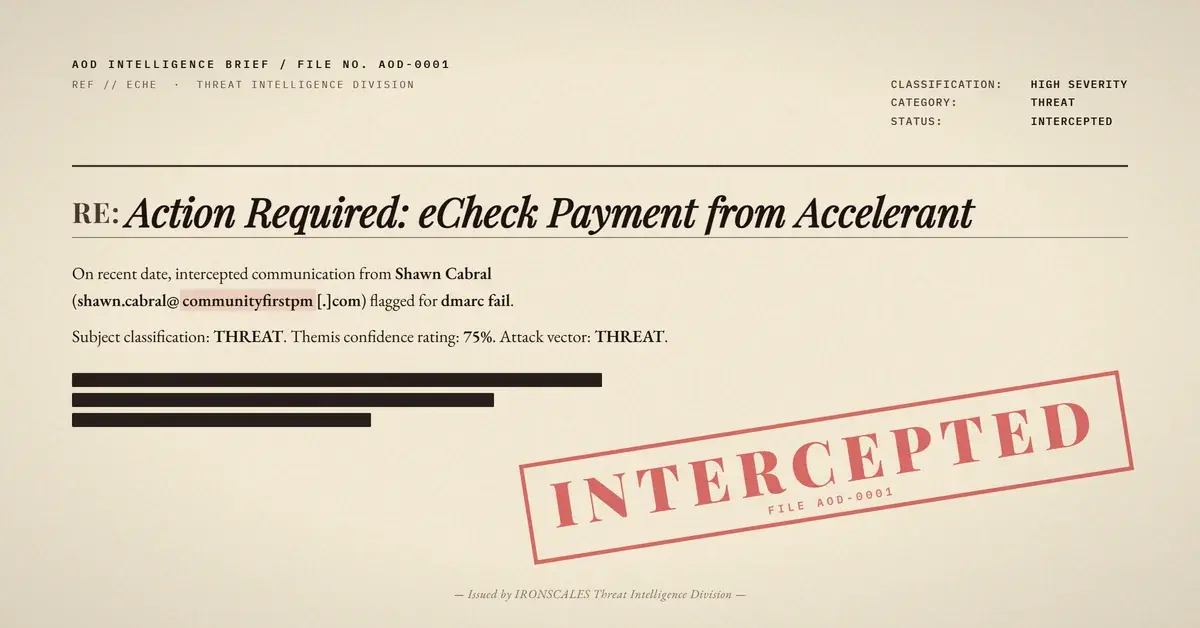 eCheck Retrieval Fraud: url.emailprotection.link Rewrapping and DMARC Fail Under a p=reject Policy