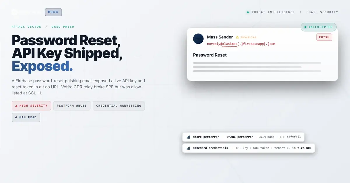 The Password Reset That Shipped Its Own API Key in a Shortened URL