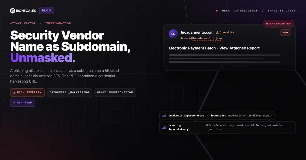 When Your Security Vendor's Name Is the Subdomain: Brand Impersonation via Amazon SES