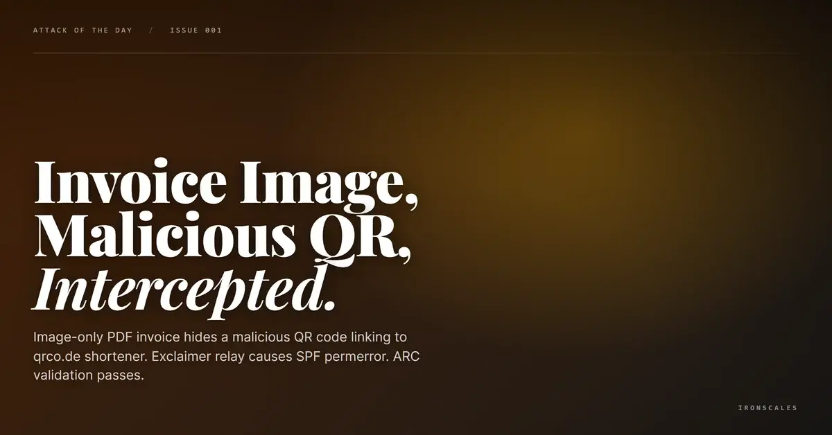 The QR Code Was Flagged Malicious. The Invoice Was Just an Image. The Relay Broke SPF.