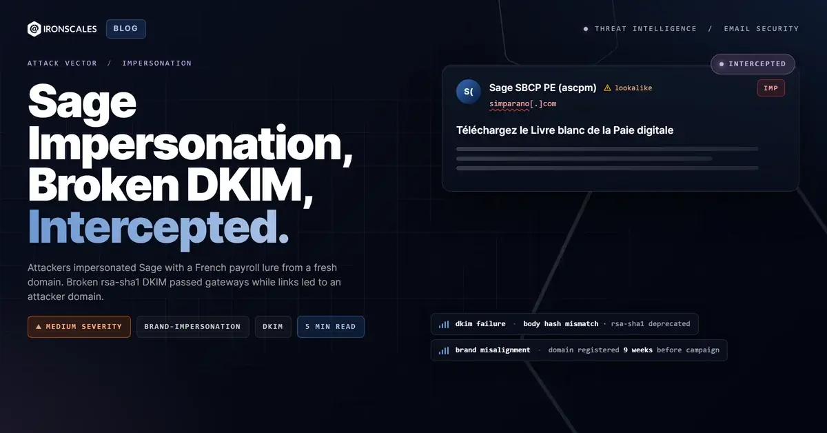 Sage Brand Impersonation: How a Broken DKIM Signature and a French Payroll Lure Slipped Past the Gateway