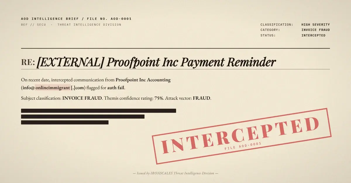 When Your Security Vendor Sends You a Fake Invoice: Proofpoint Impersonation, Amazon SES, and a wkhtmltopdf PDF with Live Wire Instructions