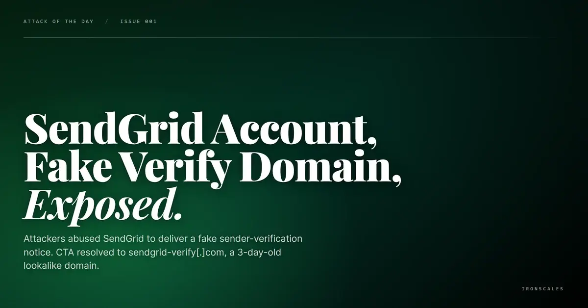 SendGrid as the Delivery Rail, sendgrid-verify[.]com as the Trap