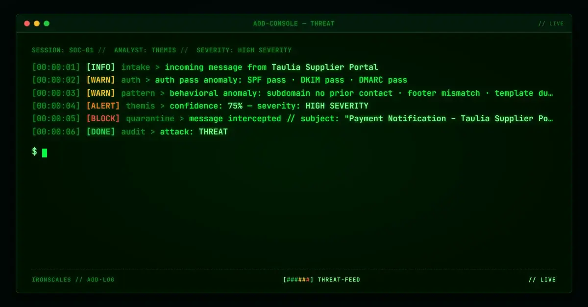 Taulia Supplier Portal Impersonation with Footer Address Mismatch via Amazon SES