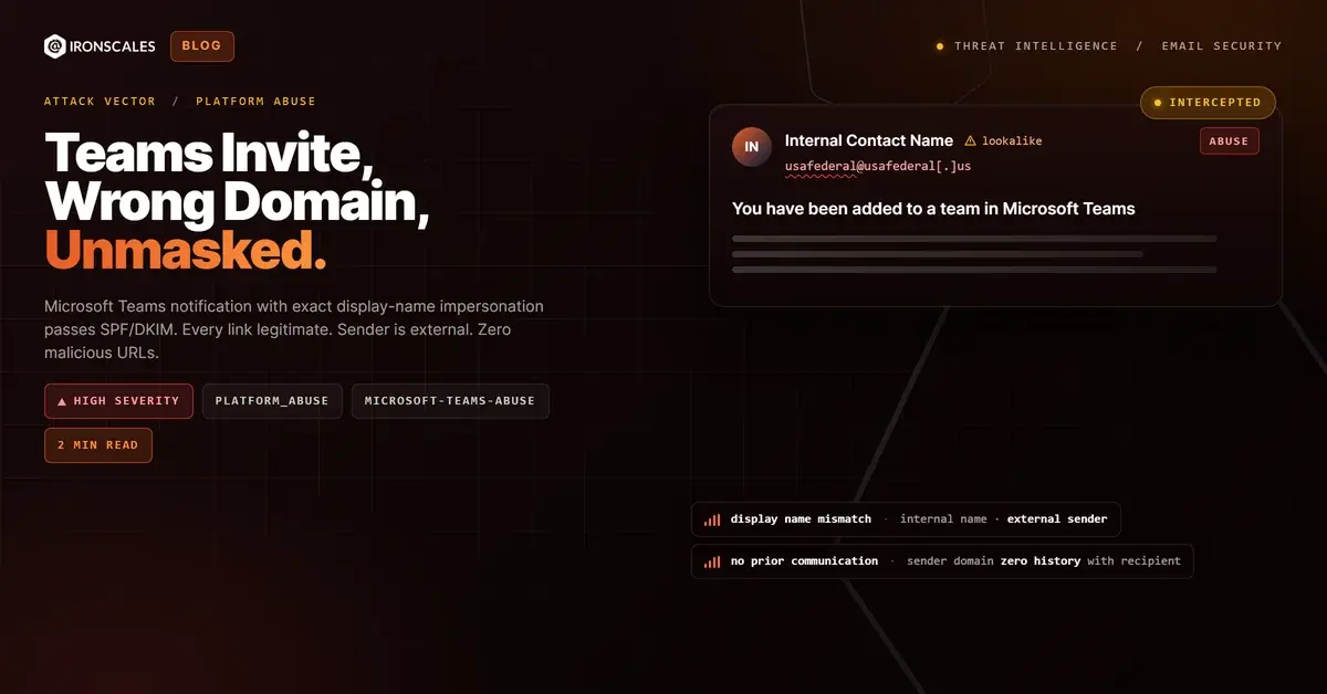 The Teams Invite That Came From the Wrong Domain: Display-Name Impersonation With All-Legitimate Links