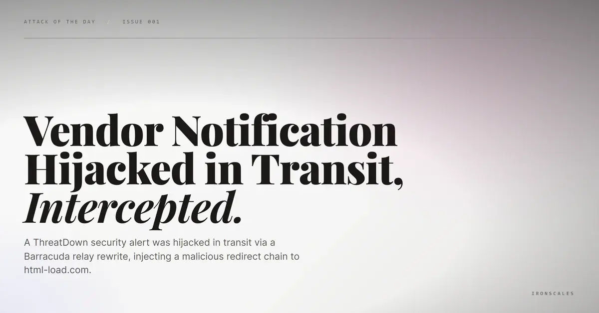 When Your Security Vendor's Email Delivers the Attack: ThreatDown Notification Hijacked Mid-Transit