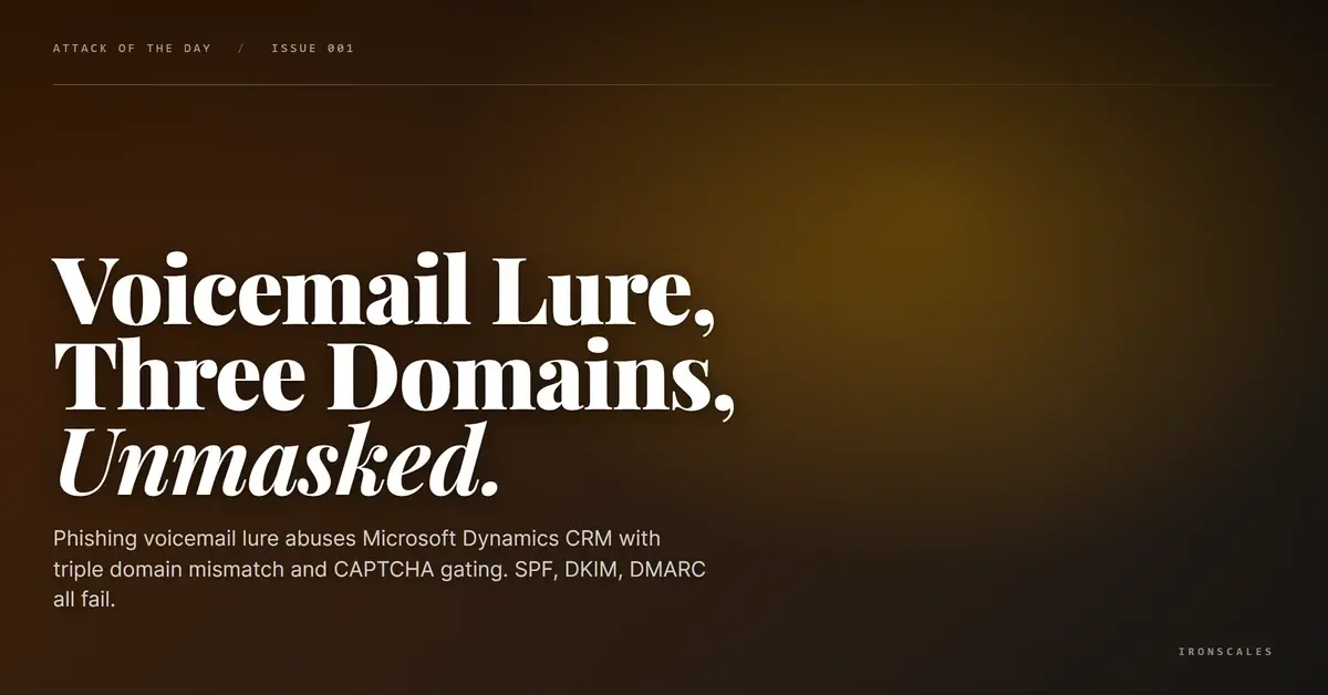 Voicemail Lure Hides Behind Microsoft Dynamics CRM and Three Mismatched Domains
