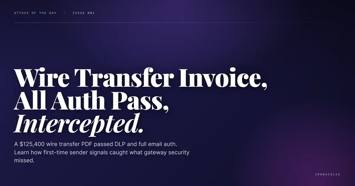 Wire Transfer PDF Invoice Passes DLP Gateway with Full Email Authentication