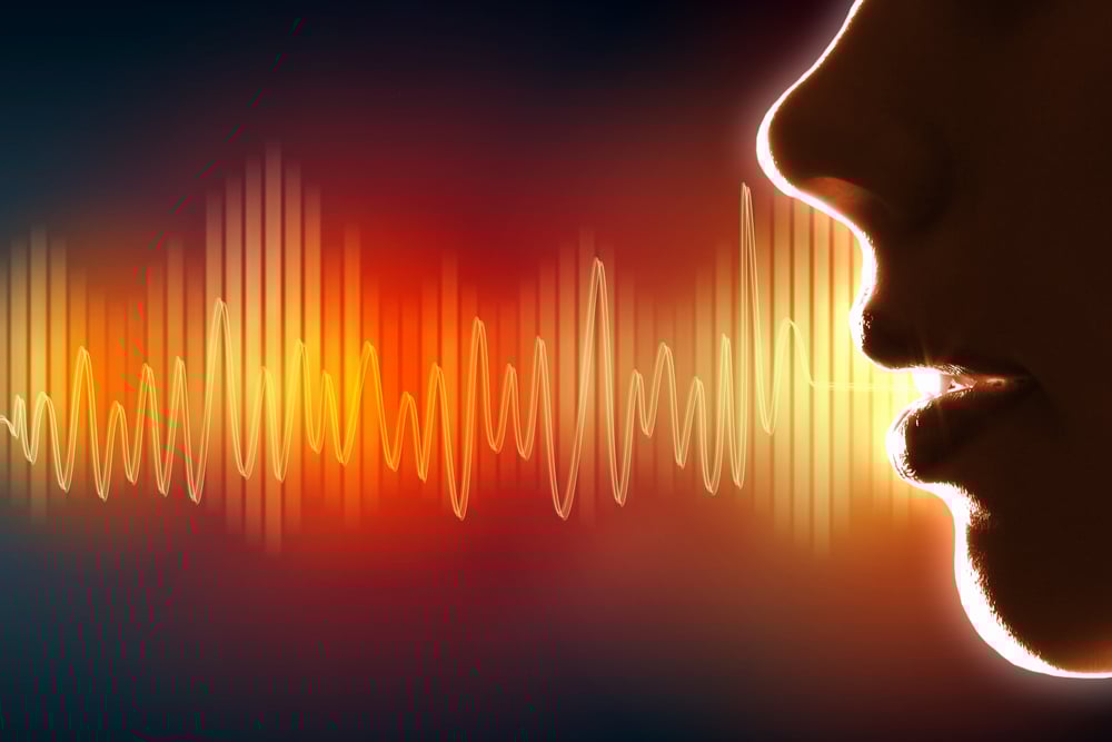 red and orange voice sound waves 